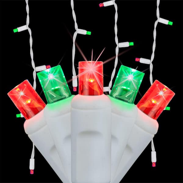  SoftTwinkle 7 ft. 70-Light LED Red and Green Icicle Light Set