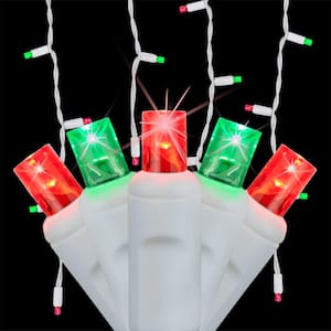 SoftTwinkle 7 ft. 70-Light LED Red and Green Icicle Light Set