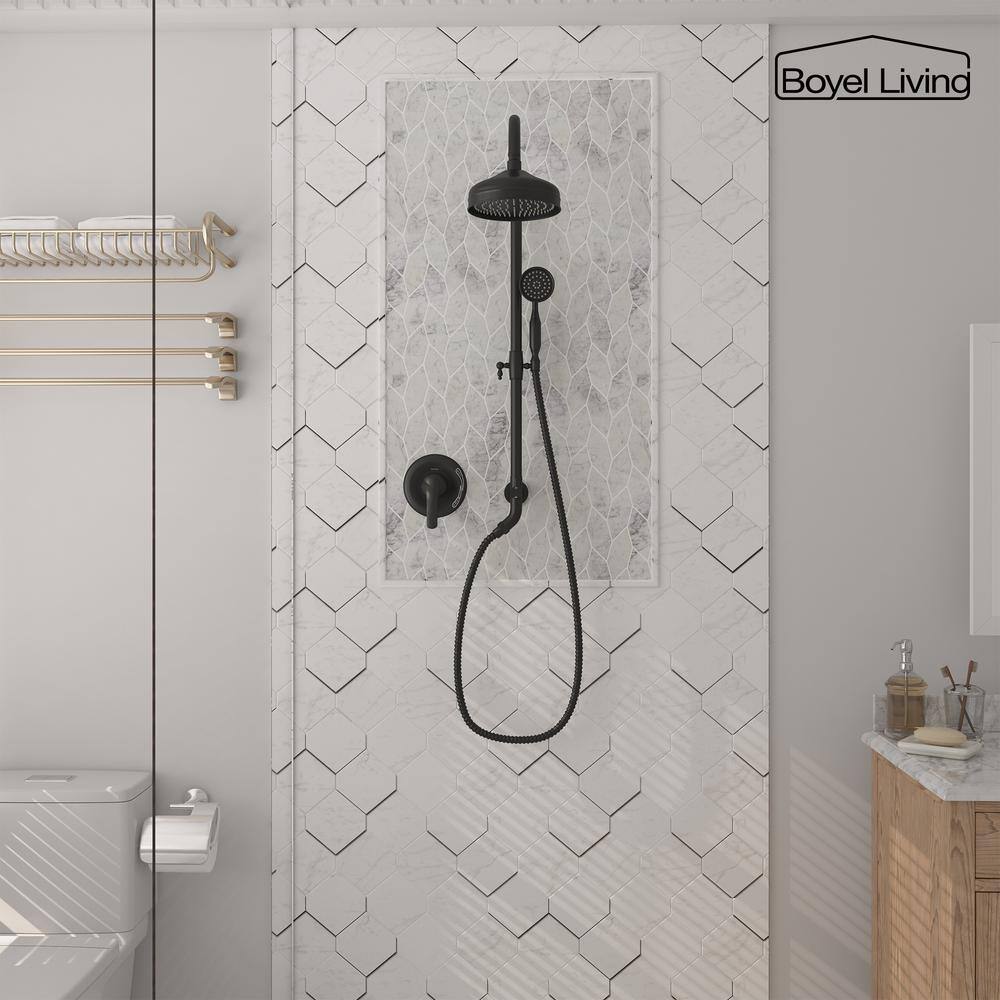 Matte Black Dual Head Rain Shower System with Handheld