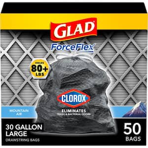 30 Gal. ForceFlex Black Drawstring Outdoor Trash Bags with Clorox (50-Count)