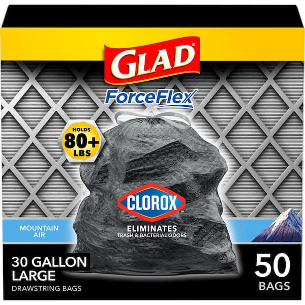 Glad ForceFlex Plus 20 Gallon Drawstring XL Kitchen Trash Bag, Gain  Original, 30 Bags