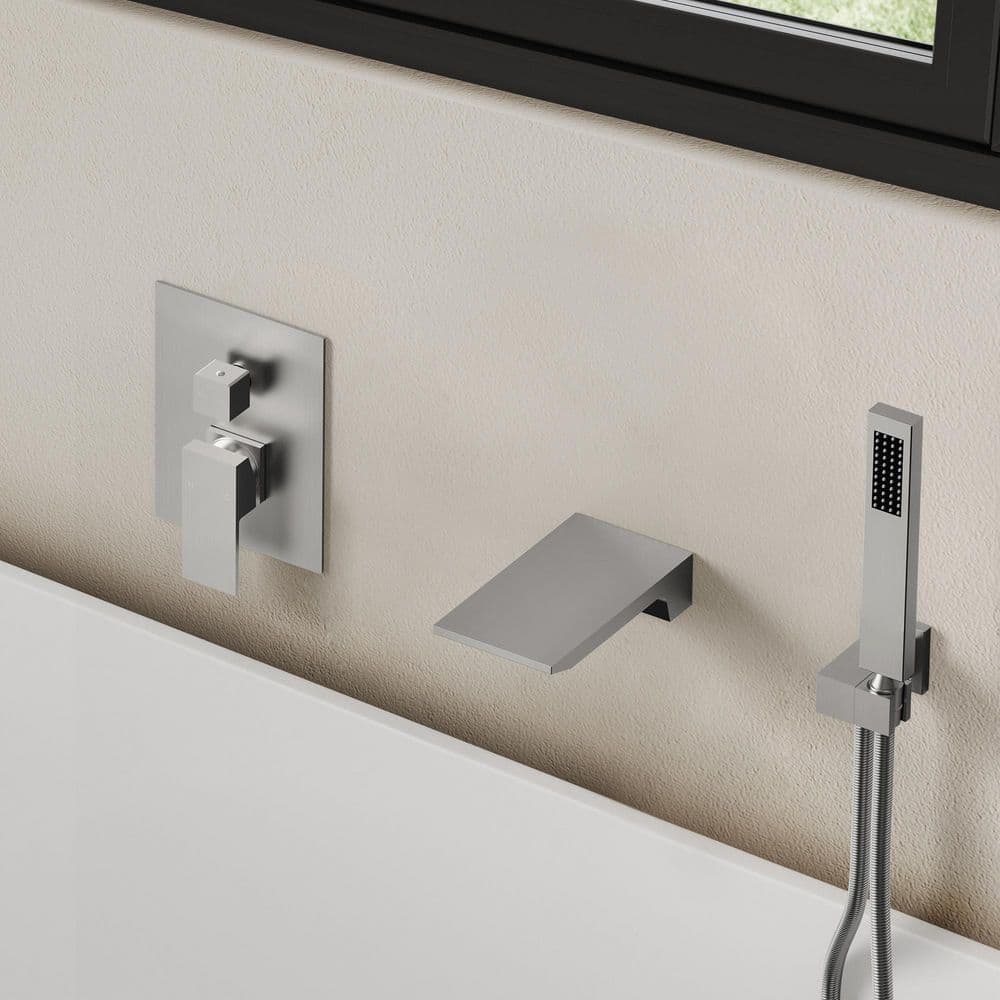 Waterfall Wall Mount Single Handle 2-Spray Tub and Shower Faucet 2.5 GPM in Brushed Nickel Valve Included price history on PriceWatchPro