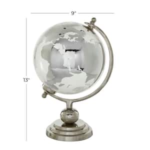13 in. Silver Glass Traditional Decorative Globe