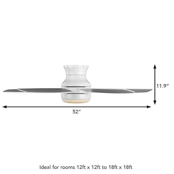 Mena 44 in. White Color Changing Integrated LED Indoor/Outdoor Matte White Hugger Ceiling Fan with Light Kit and Remote
