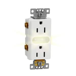 X Series 15 Amp 125-Volt Tamper Resistant Indoor Lighted Duplex Outlet Back Wire Decorator Receptacle Matte White