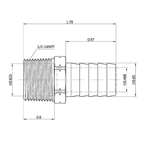 5/8 in. Barb x 1/2 in. MIP Brass Adapter Fitting