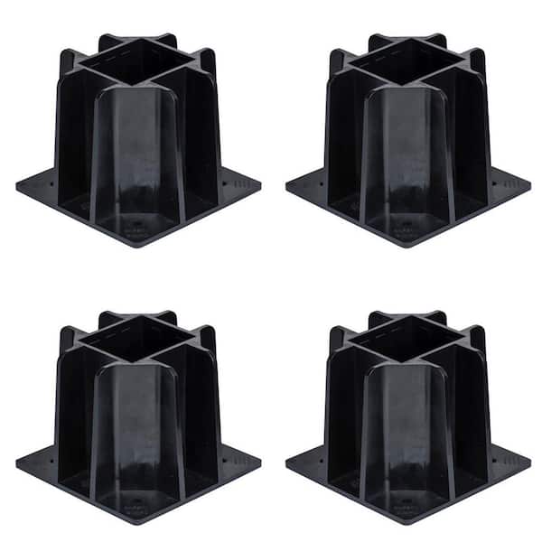 Tie Down Black Guardrail Base with Toeboard Slots (4-Pack)