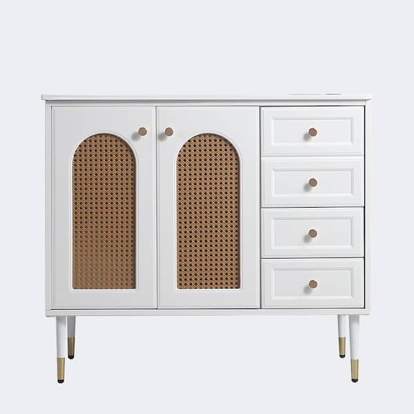 36 in. Freestanding White Bath Vanity with White Ceramic Top Unassembled