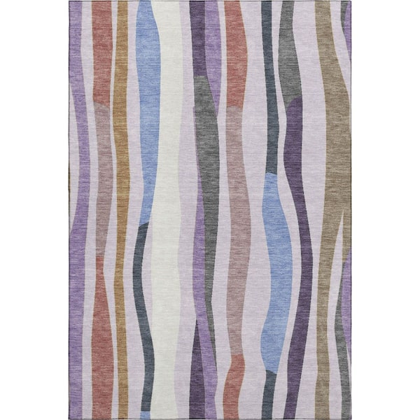 Mayfield Premium Machine Washable Abstract AMF2188 Lavender 9 ft. x 12 ft. Area Rug