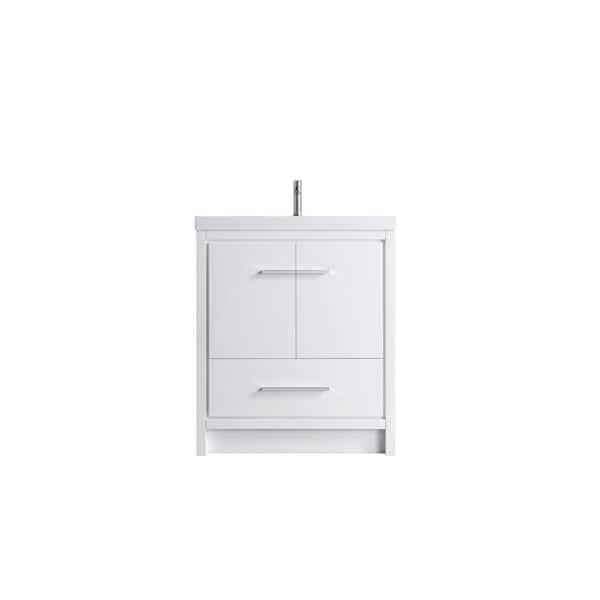 VSB 29.75in. W x 19.75in. D x 35in. H Freestanding Bath Vanity in White with White Resin top