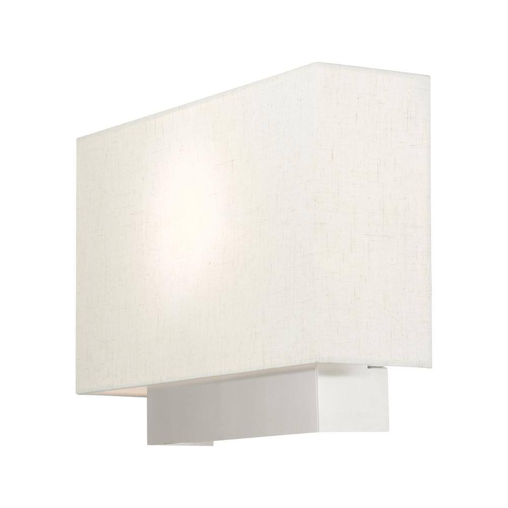 Meadow Brushed Nickel Modern 1-Light ADA Sconce with Oatmeal Shade