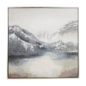 1- Panel Abstract Landscape Framed Wall Art with Silver Foil Accents 47 in. x 47 in.