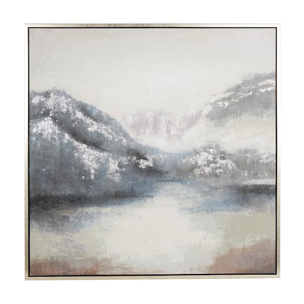 Litton Lane 1- Panel Abstract Landscape Framed Wall Art with Silver Foil Accents 47 in. x 47 in.