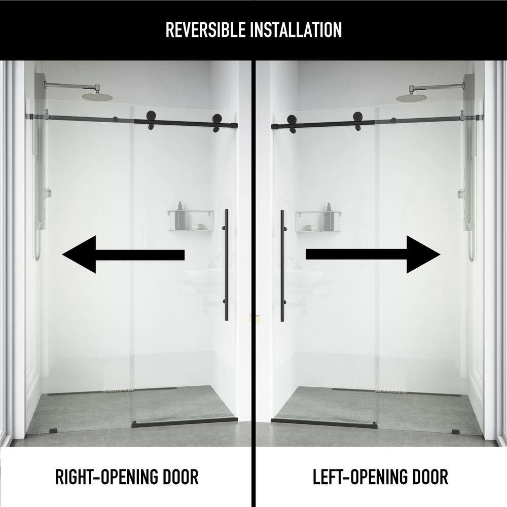 Elan E-Class 64" Matte Black Frameless Sliding Shower Door