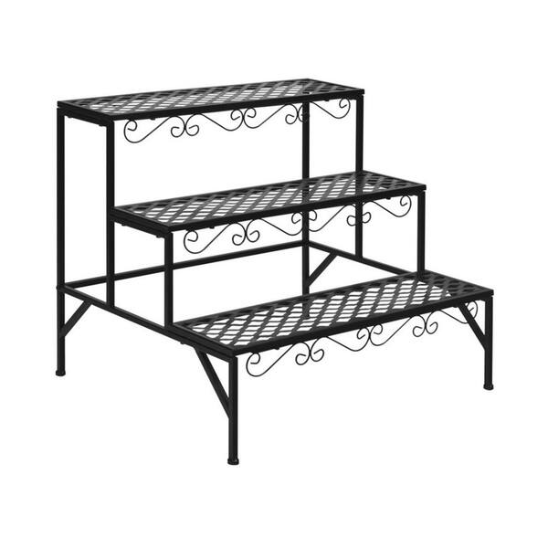 Alpulon Black Indoor/Outdoor Metal Decorative Plant Stand (3-Tier)