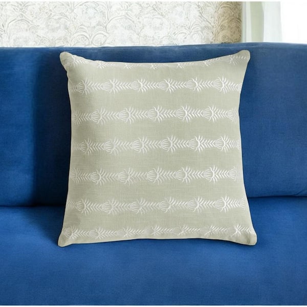 HomeRoots Green, White Botanical Polyester 20 in. x 20 in. Throw Pillow