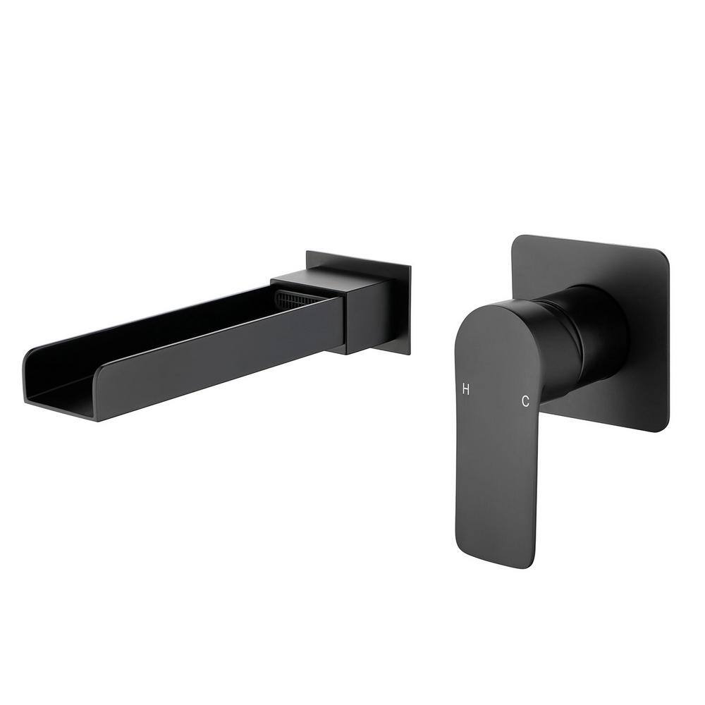matrix decor Single Handle Wall Mounted Bathroom Faucet in Matte Black MD2418B The Home Depot