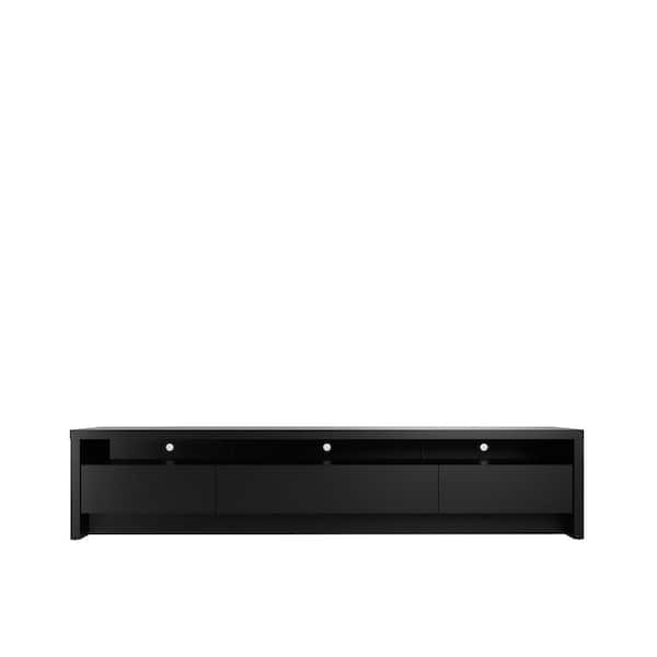 Manhattan Comfort Sylvan 85.43 in. Black TV Stand with 3-Drawers Fits TV's up to 70 in. with Cable Management