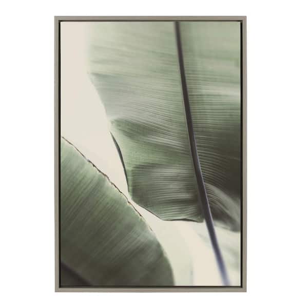 Kate and Laurel Sylvie Vintage Palms 1-Piece Gray Framed Canvas Art Print, 33.00 in. x 23.00 in.