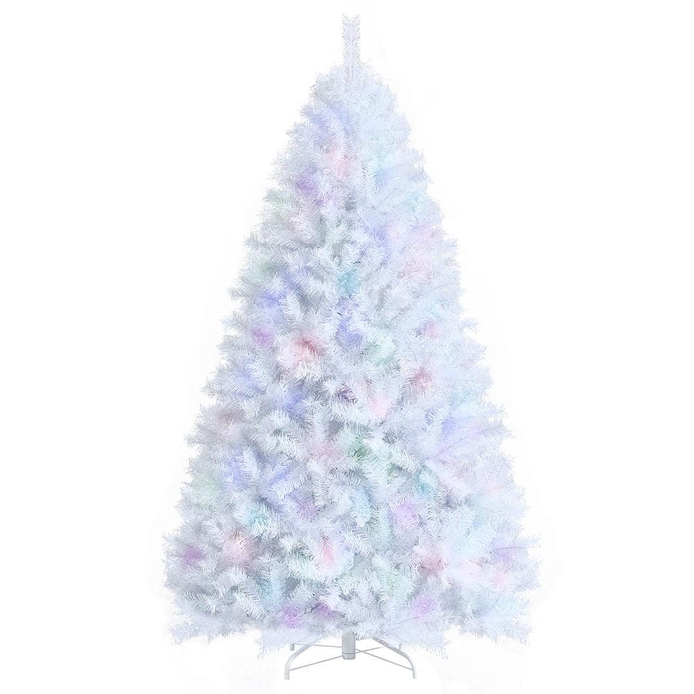 Costway 7 ft. White Iridescent Tinsel Artificial Christmas Tree