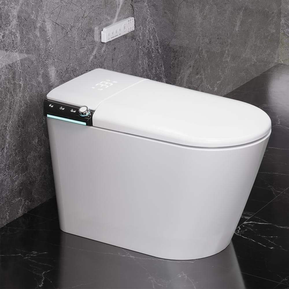 White Ceramic Electric Smart Bidet Toilet with Heated Seat