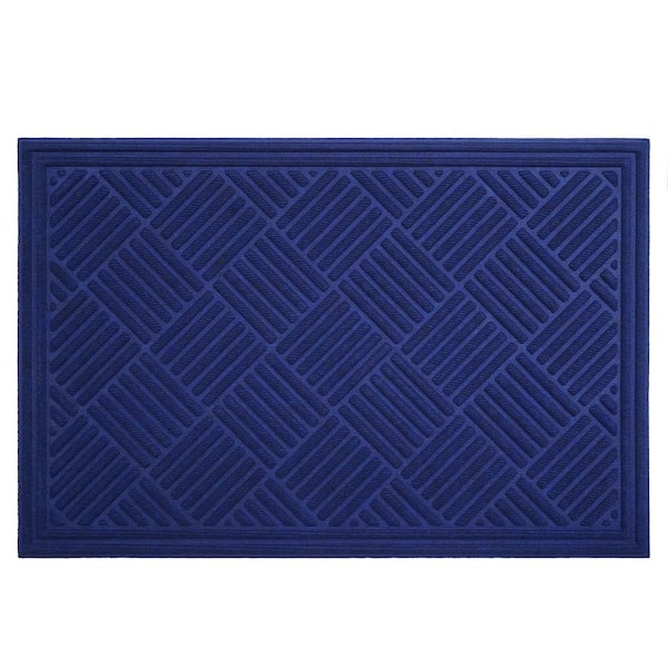Calloway Mills Chess Ribbed Blue colored 24 in. x 36 in. Indoor/Outdoor Doormat