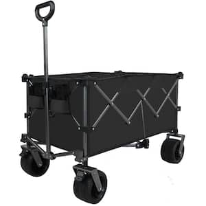 Collapsible Folding Wagon, Serving Cart, Push Pull Foldable Beach Wagon Cart