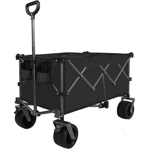 Siavonce Collapsible Folding Wagon, Serving Cart, Push Pull Foldable Beach Wagon Cart