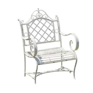 in.Stephania in. Antique White Metal Armchair