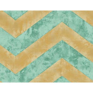 Hubble Chevron Metallic Gold and Teal Paper Strippable Roll (Covers 60.75 sq. ft.)