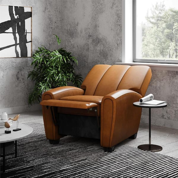 Camel faux best sale leather recliner