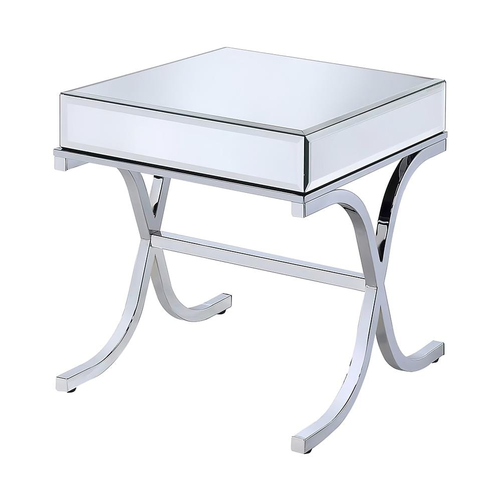 Yuri 21" Chrome Finish Mirrored Metal End Table