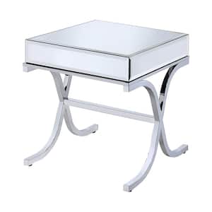 Dominic 21 in. Mirrored and Chrome Rectangle Other End Table