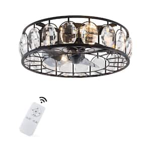 18 in. Indoor 4-Light Black Caged Semi Flush Mount Ceiling Fan with Light Kit and Remote Control 3-Speed