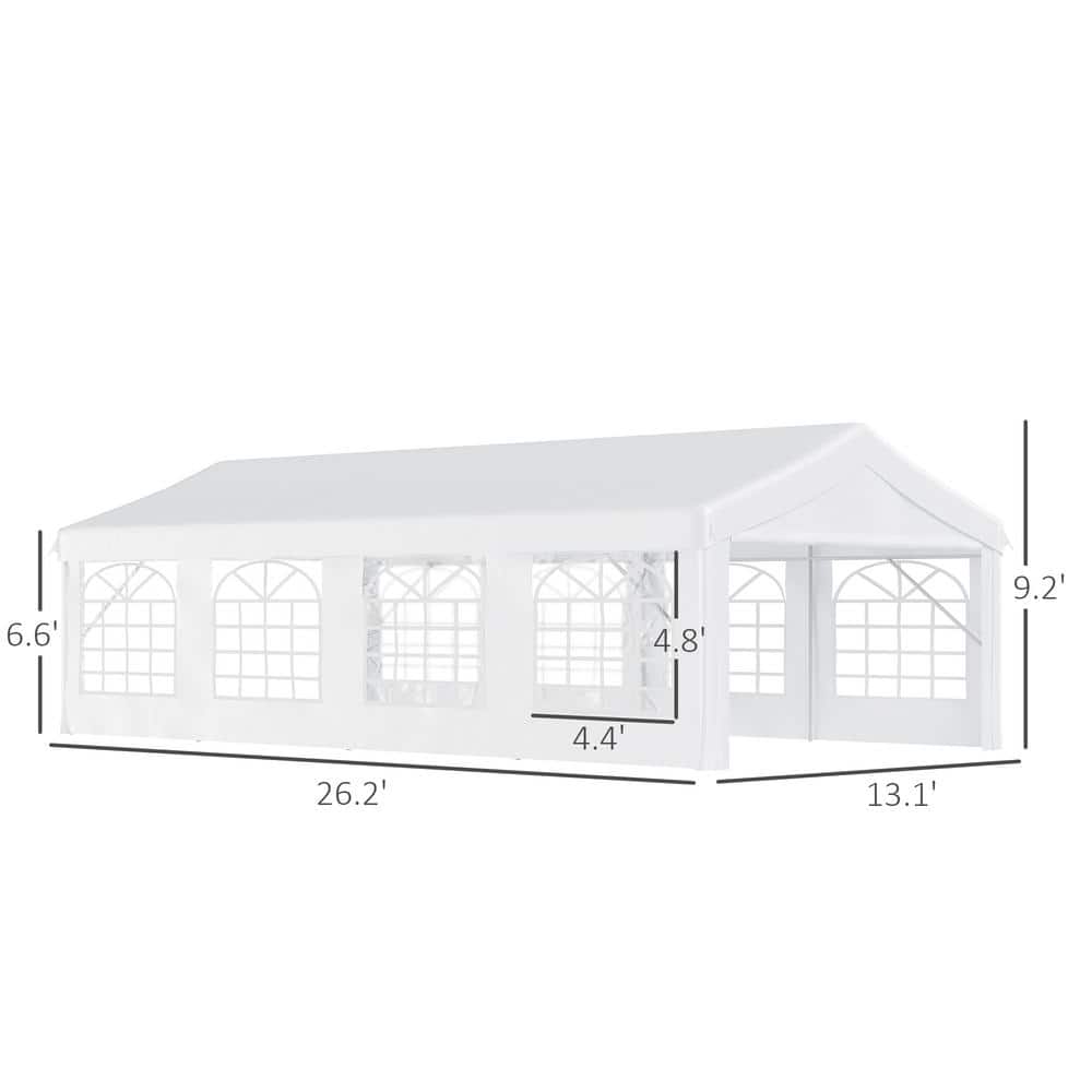 Outsunny 13' x 26' White Steel Frame Event Tent with Sidewalls