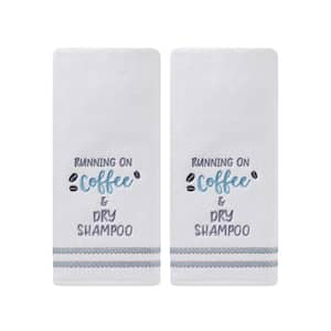 White 100% Cotton Running on Coffee Hand Towel (2-Pack)