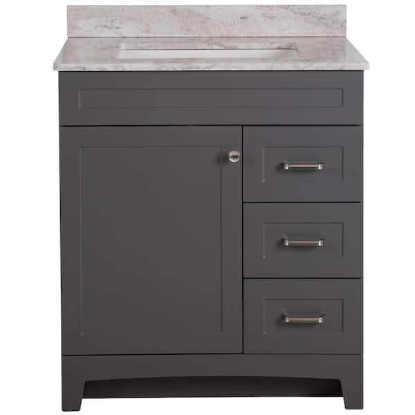 Thornbriar 31 in. Single Sink Cement Bath Vanity with Winter Mist Cultured Marble Top (Assembled)