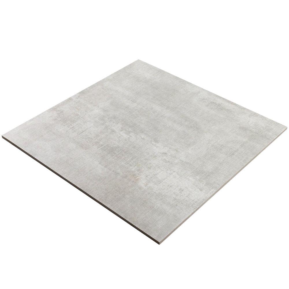 Essential Large Silver Matte Porcelain Concrete Look Tile