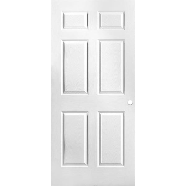 Masonite 36 in. x 80 in. 6 Panel Primed Textured Hollow Core Composite Interior Door Slab with Bore