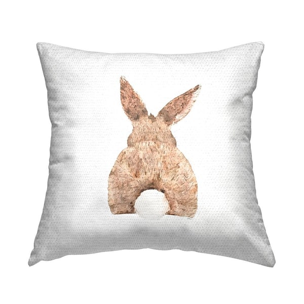 Stupell Industries Brown Rabbit Tail Cute Animal Tan Square Outdoor Throw Pillow