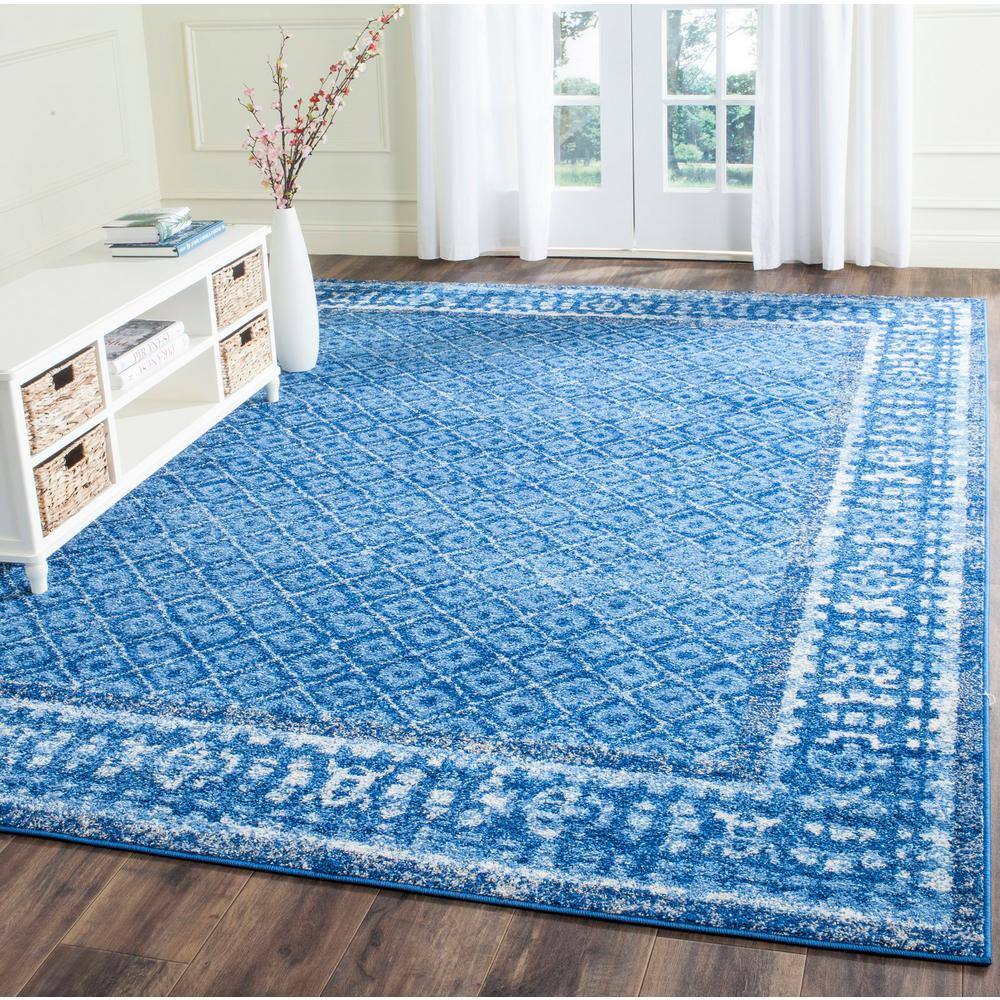 Adirondack Light Blue and Dark Blue Square Area Rug