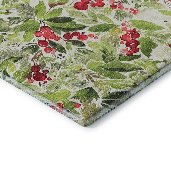 Mayfield Premium Machine Washable Abstract AMF1816 Aloe 2 ft. x 3 ft. Area Rug