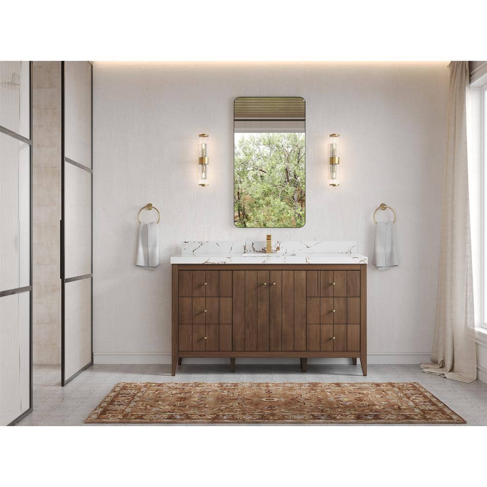 Atlanta Teak 60'' Single Bathroom Vanity with Quartz Top