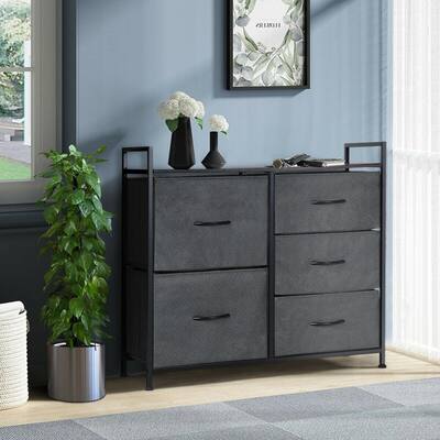 5-Dorm Dark Gray Room Unit Side Drawers Storage Cabinet