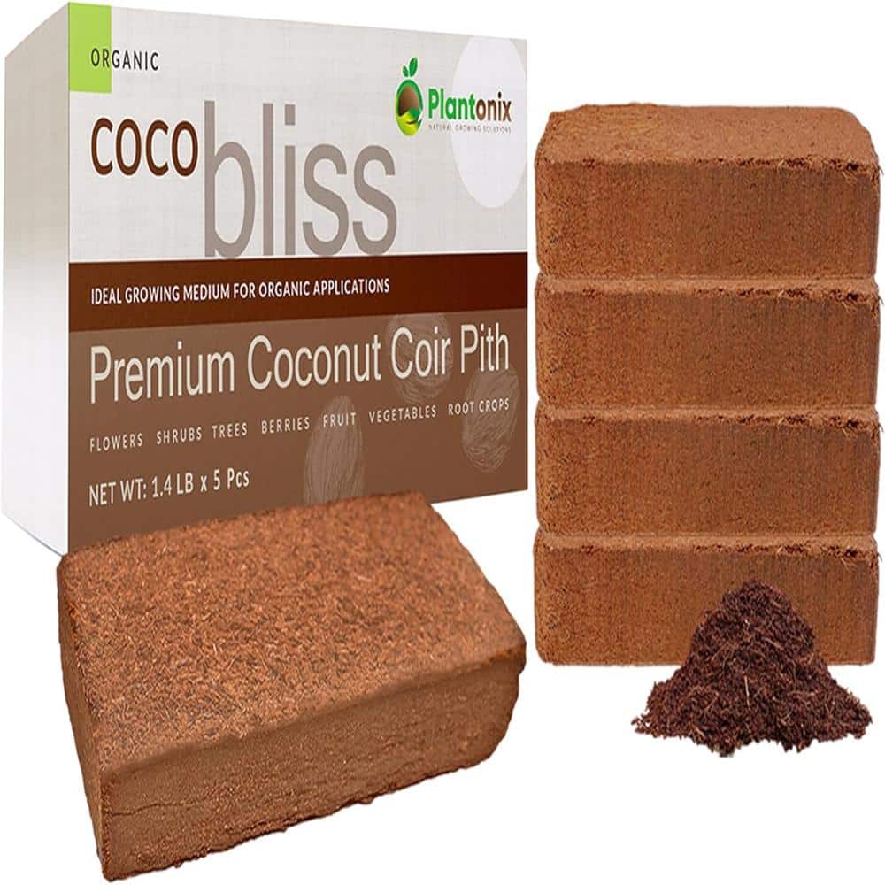Primehome Organic Coco Coir 650gm Bricks (5-Pack) - for Plants