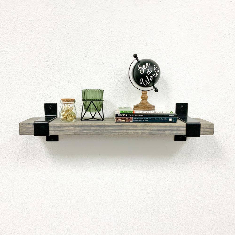 Del Hutson Designs Industrial Grace 5.625 in. x 24 in. x 6 in. Gray Pine Wood Floating