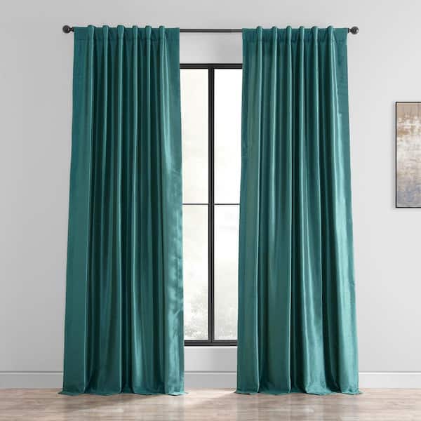 Exclusive Fabrics & Furnishings Peacock Solid Rod Pocket Room Darkening Curtain - 50 in. W x 120 in. L (1 Panel)