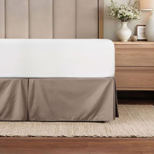 Becky Cameron 14 in. Taupe Solid Full Bed Skirt