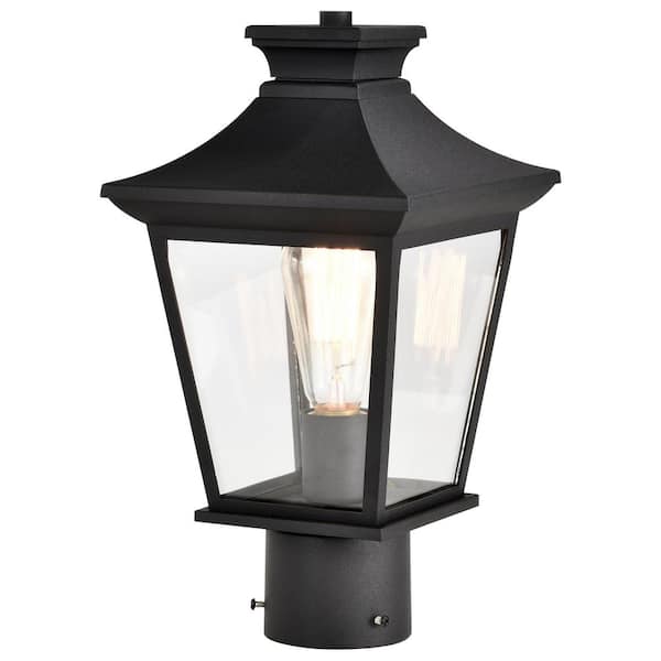 SATCO Jasper 1-Light Matte Black Aluminum Hardwired Outdoor Weather Resistant Post Light Set with No Bulbs Included