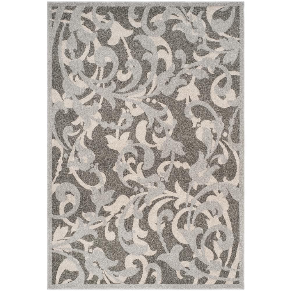 SAFAVIEH Amherst Gray/Light Gray 4 ft. x 6 ft. Border Area Rug AMT428C ...